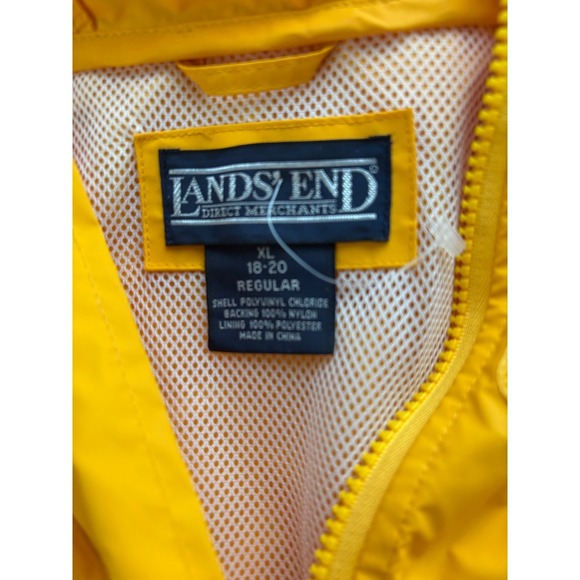 Lands' End Raincoat Hooded Water Resistant Outdoor Jacket Yellow XL - Picture 3 of 5